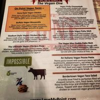 The menu directed at vegans. Other items on the main menu can also be made vegan or vegetarian  at The Point Pub & Grill in Central Point