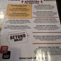 The vegan menu as of August 2019 at The Point Pub & Grill in Central Point