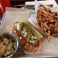 The Chicago dog with the beyond meat sausage  at Destination Dogs in New Brunswick