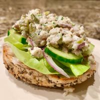 Notuna  (made bagel and toppings at home) at The Natural Trading Company in Auburn