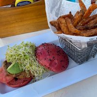 Veggie burger and fries  at The Gator Grille at Fiddler's Creek in Naples