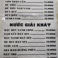 Menu at Thien Phat in Ho Chi Minh City