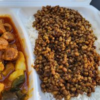 Mix Teller for 15chf. Tofu balls and curry potatoes at Lucky Take Away in Biel