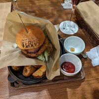 Healthy soy meat and vegetable hamburger at Terra in Sapporo