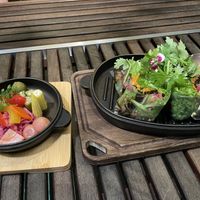 Pickles and fresh spring rolls  at Terra in Sapporo