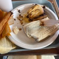 Black bean mole tamal and a cheese and jalapeño tamal at La Vegana Mexicana in Santa Ana