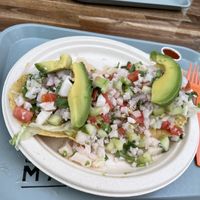 Ceviche tostadas   at La Vegana Mexicana in Santa Ana
