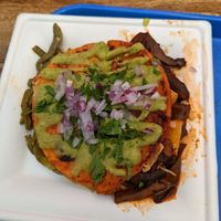 Nopales and mushroom al pastor quesatacos at La Vegana Mexicana in Santa Ana