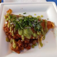 Potato chorizo quesataco at La Vegana Mexicana in Santa Ana