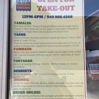 Covid-19 menu   at La Vegana Mexicana in Santa Ana