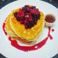 Breakfast pancakes! at Dynamite Raw Cafe in Bury