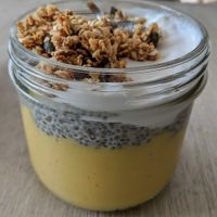 Yummy layered breakfast at Passiflora in Seaton