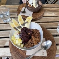 Açai bowl and peanut butter bowl   at Jester in Sevilla
