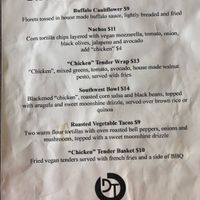 Vegan menu at District Tavern in Tampa