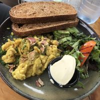 Vegan scrambled eggs  at The Shack in Penrith