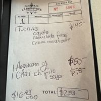 Receipt   at La Romántica in Puerto Vallarta
