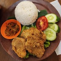 Nasi ayam geprek at Bakmie Garing Vegetarian in Jakarta