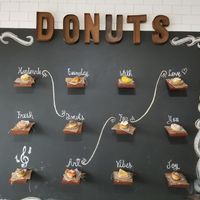 Display of vegan and non vegan donuts at Kudough's Donuts in San Juan