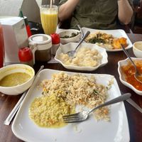 Dahl rice and vegetable dishes  at Lukmaan in Zanzibar