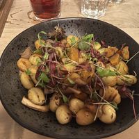 Vegan gnocchi with wild mushrooms  at Queen of Bradgate in Leicester