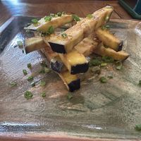 Aubergine and corn syrup. So yummy  at Kampu in Urubamba