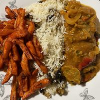 Nepalese Chips, Mushroom Rice, Vegan Lamb Jalfrezi   at Parkfield Central in Wolverhampton