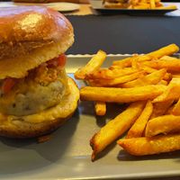 Veg burger with salsa at Smokey Mountain Bar & Grill in Bansko