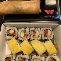 Vegan sushi and spring rolls at Madame Butterfly in Rosario