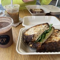 Chocolate haze smoothie and tofu sandwich   at Cali Press in Coogee