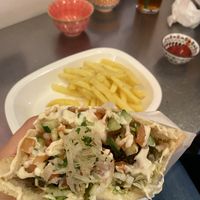 Falafel in pita with chips at Falafel Sababa in Osaka