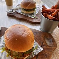 Joker Burger with sweet potato fries (vegan)   at Mundo's in Tenerife