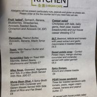 Menu as of 6/4/2019 at Pear Kitchen in Cowbridge