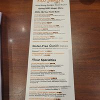 Separate vegan menu at Miss Shirley's in Annapolis
