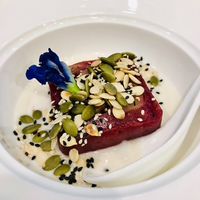 Pumpkin & carrot Thai style cake - a bit dense but good. at Tonklar Facai - Chula in Bangkok