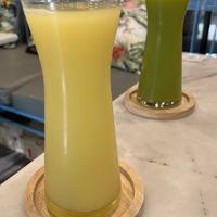 Two of their healthy juices. Super tasty  at Tonklar Facai - Chula in Bangkok
