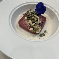 yummy dessert. steamed carrot-pumpkin cake  at Tonklar Facai - Chula in Bangkok