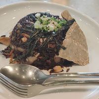 Kimchi fried rice with tempeh at Tonklar Facai - Chula in Bangkok