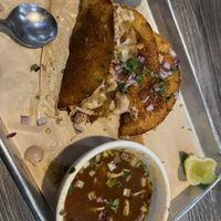 You get 4 jackfruit tacos with birra dip at Collision Brewing Company and Restaurant in Longmont