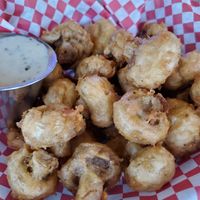 Battered mushrooms with horseradish sauce at Collision Brewing Company and Restaurant in Longmont