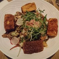 teriyaki Japanese rice, mushrooms, cachew nuts, crispy tofu at Earls Kitchen + Bar in Whistler
