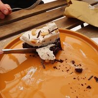 Banana chokolate cake with peanuts at Veganika in Ljubljana