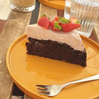 Chocolate Banana Cake at Veganika in Ljubljana