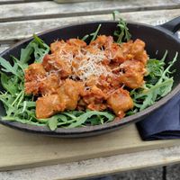 Sweet potato gnocchi at Veganika in Ljubljana