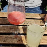fresh grapefruit juice and ingwer lemonade at Veganika in Ljubljana