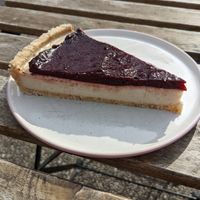 Blueberry tart at Veganika in Ljubljana