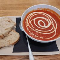 Paprika / Tomato soup at Veganika in Ljubljana
