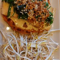 Kimchi pacake with sprouts and tofu at Veganika in Ljubljana