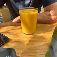 mango smoothie at Veganika in Ljubljana