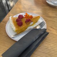 Raw Mango cake 😋  at Veganika in Ljubljana