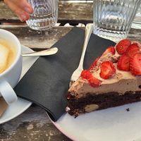 Strawberry Chocolate cake at Veganika in Ljubljana